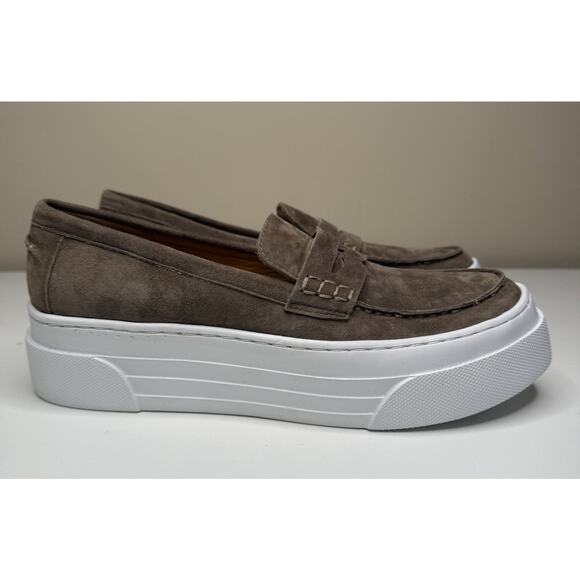 J/Slides NYC Ava Platform Loafer Womens 9.5M Sand Suede Cushioned Slip On - Picture 1 of 10